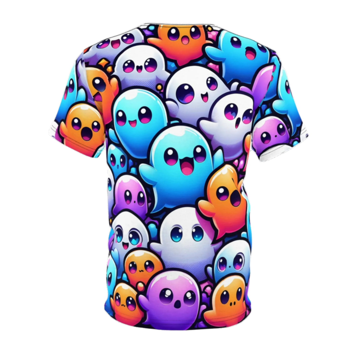 Ghosts - Unisex Cut & Sew Tee with Colorful Ghosts Design