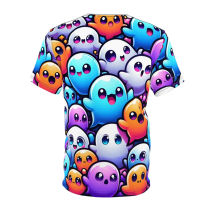 Ghosts - Unisex Cut & Sew Tee with Colorful Ghosts Design