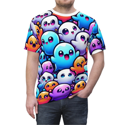 Ghosts - Unisex Cut & Sew Tee with Colorful Ghosts Design