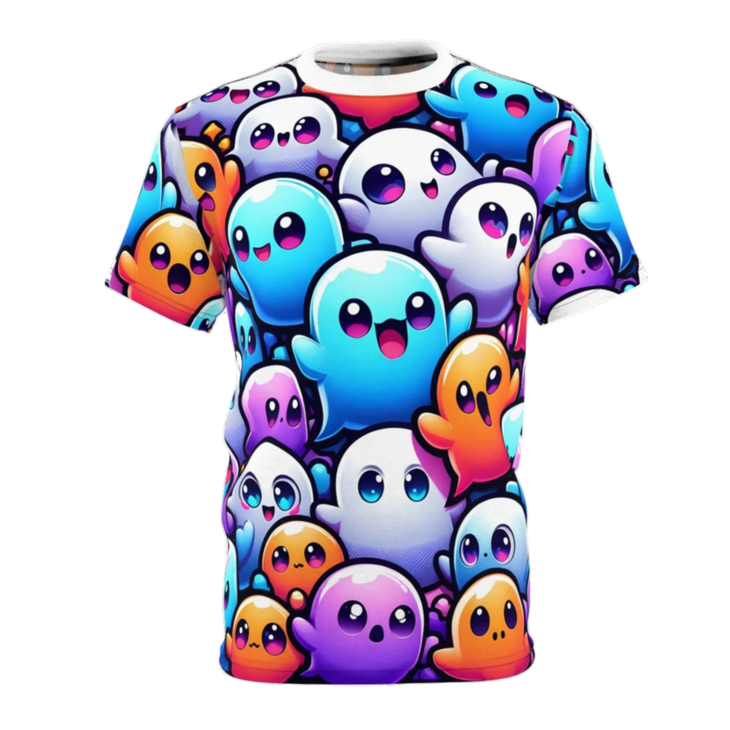 Ghosts - Unisex Cut & Sew Tee with Colorful Ghosts Design