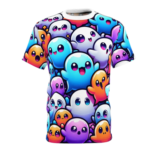 Ghosts - Unisex Cut & Sew Tee with Colorful Ghosts Design